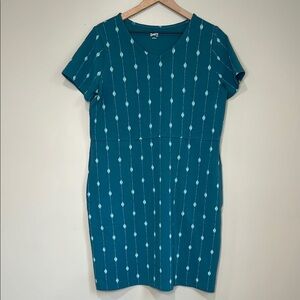 Duluth Trading Co Blue Dress with White Design